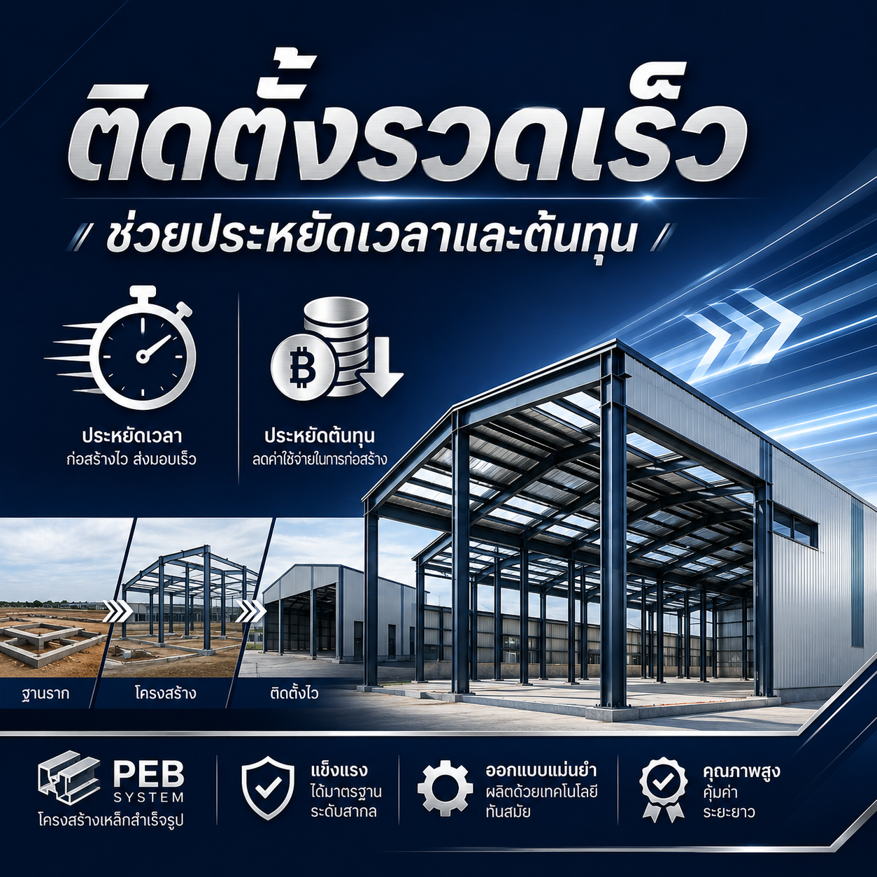 ติดตั้งรวดเร็ว ช่วยประหยัดเวลาและต้นทุน - Thai Euro PEB