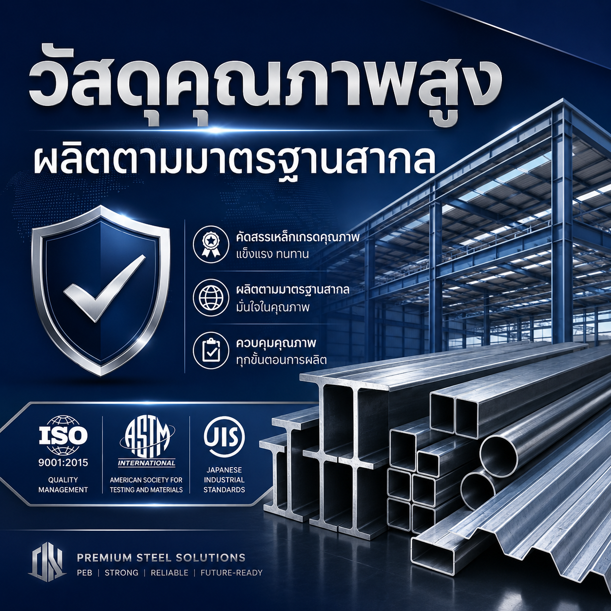 วัสดุคุณภาพสูง ผลิตตามมาตรฐานสากล - Thai Euro PEB