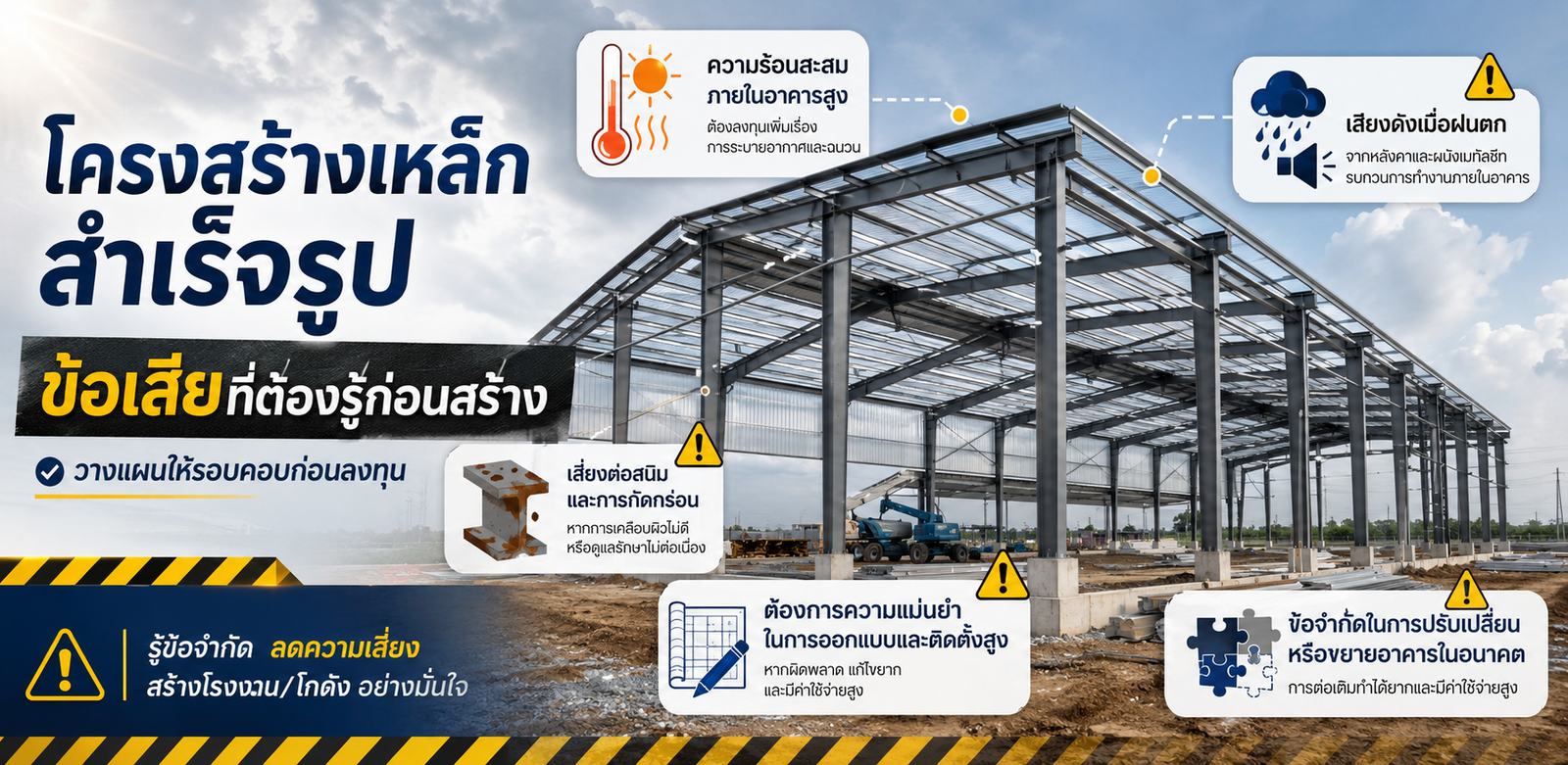 โครงสร้างเหล็กสำเร็จรูป ข้อเสีย ที่ต้องรู้ก่อนสร้าง