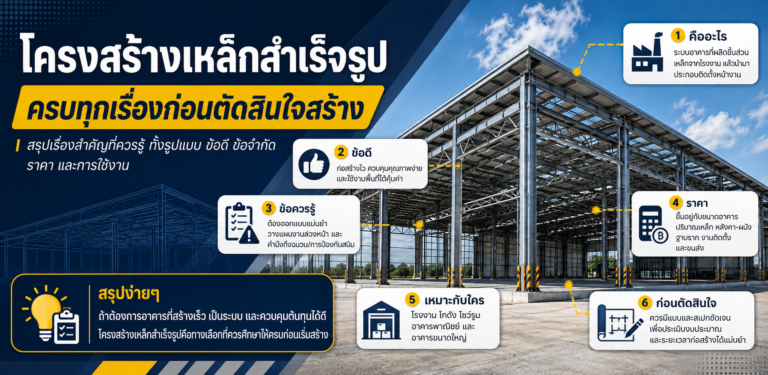 โครงสร้างเหล็กสำเร็จรูป ครบทุกเรื่องก่อนตัดสินใจสร้าง