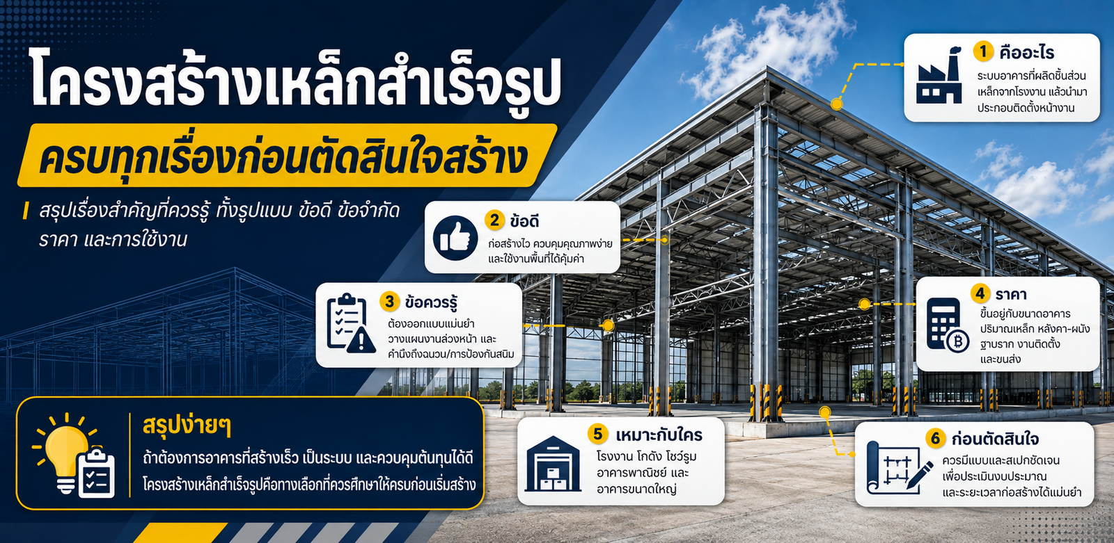 โครงสร้างเหล็กสำเร็จรูป ครบทุกเรื่องก่อนตัดสินใจสร้าง
