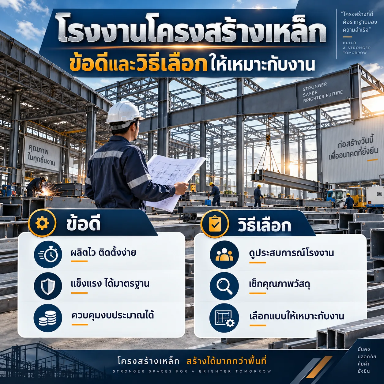 โรงงานโครงสร้างเหล็ก ข้อดีและวิธีเลือกให้เหมาะกับงาน