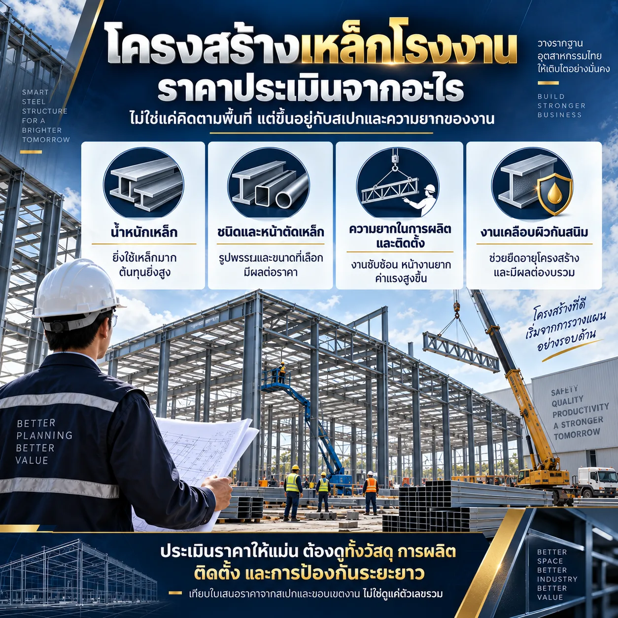 โครงสร้างเหล็กโรงงาน ราคาประเมินจากอะไร