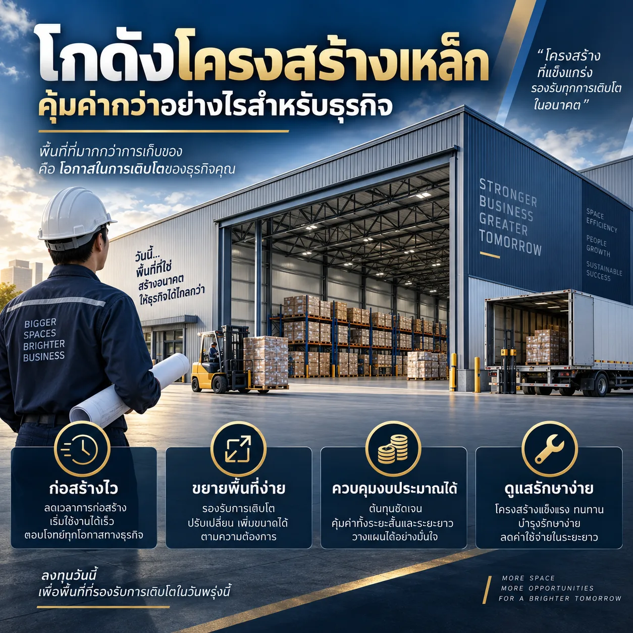 โกดังโครงสร้างเหล็ก คุ้มค่ากว่าอย่างไรสำหรับธุรกิจ